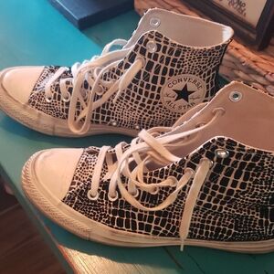 Converse Black and White Croc-Pattern High-Tops